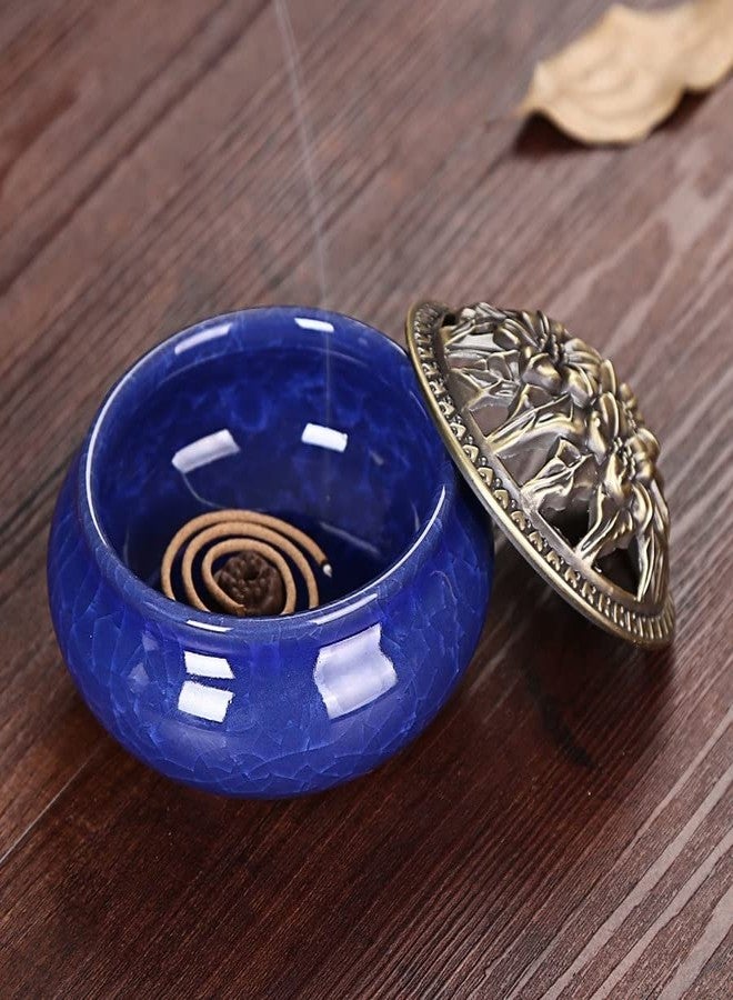 RchNow Ceramic Incense Burner, Coil Cone Stick Incense Burner Holder, Home Ornaments Incense Seat, Disc Censer Zen Decor (Fambe Blue) - Image 5